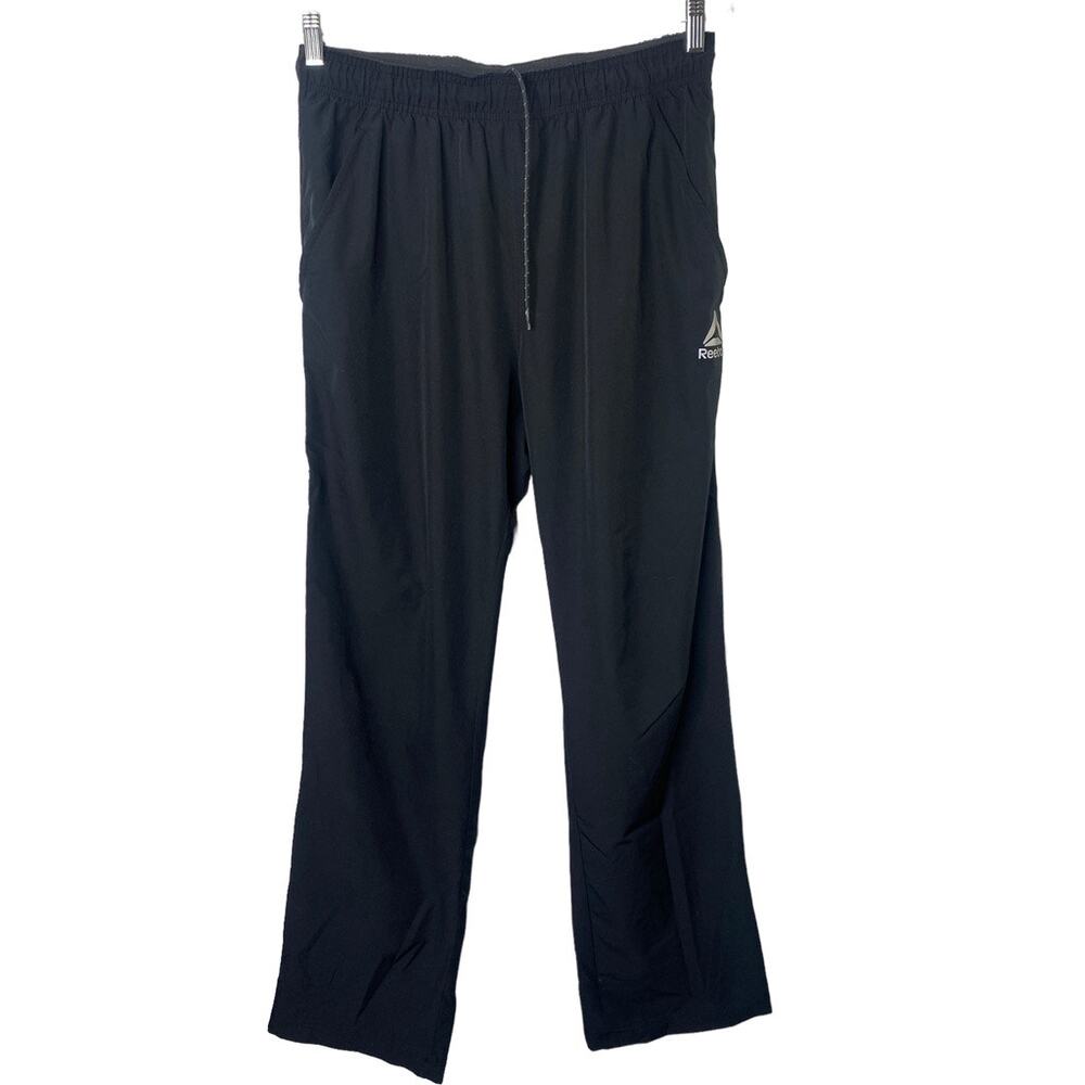 Reebok Black Straight Leg Athletic Gym Running Pants Men's Medium Pockets